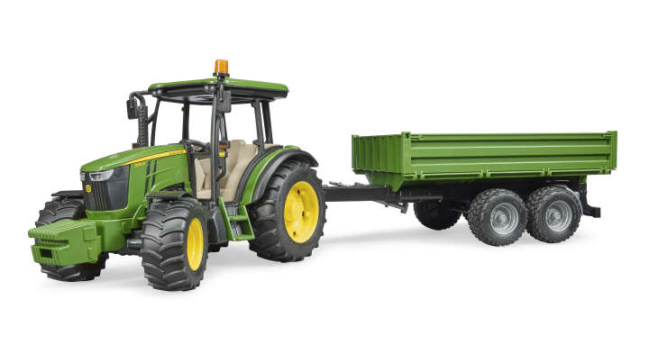 bruder John Deere 5115 M Traktor mit Bordwandanhänger